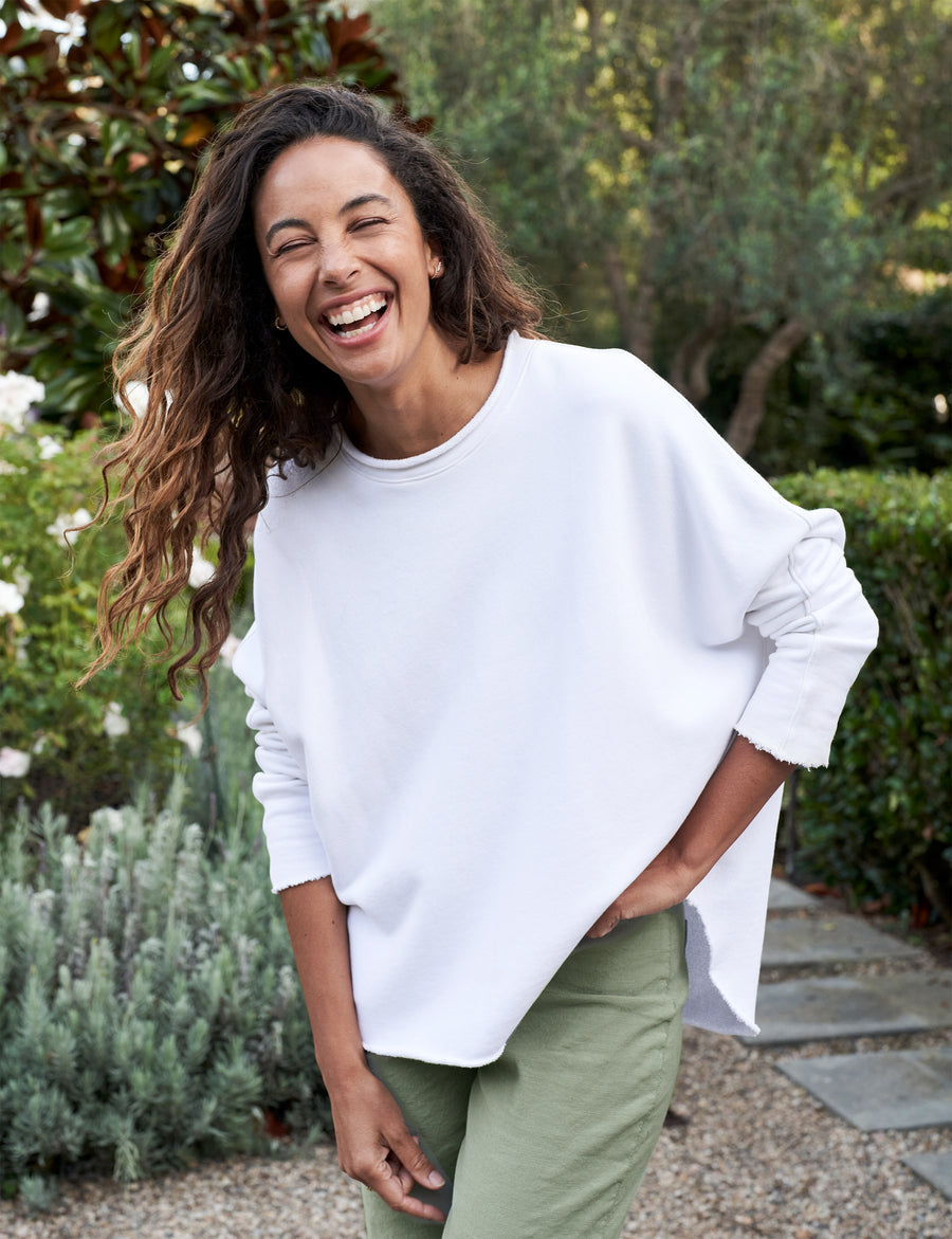 Frank Eileen Anna Long Sleeve Capelet in White Blond Genius