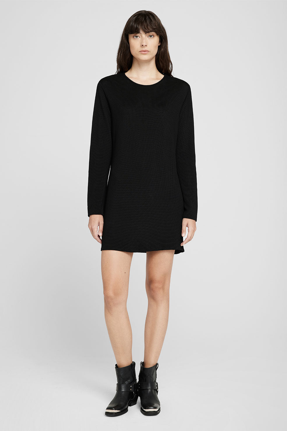 Anine Bing Moss Dress in Black Waffle Blond Genius