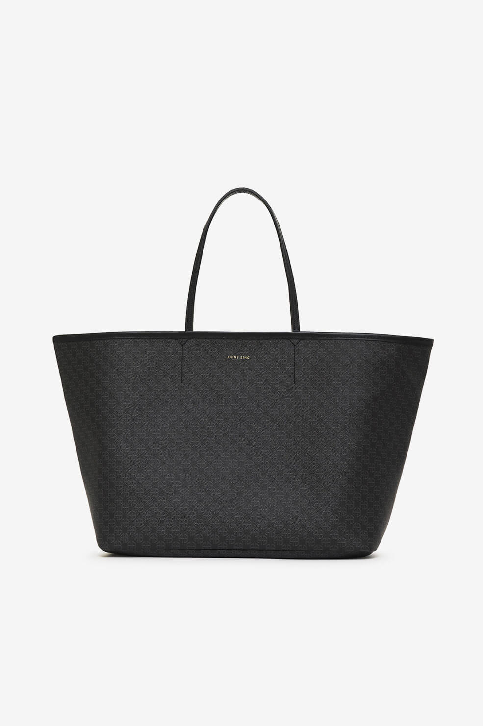 Anine Bing Emma Tote in Black Monogram Print Blond Genius