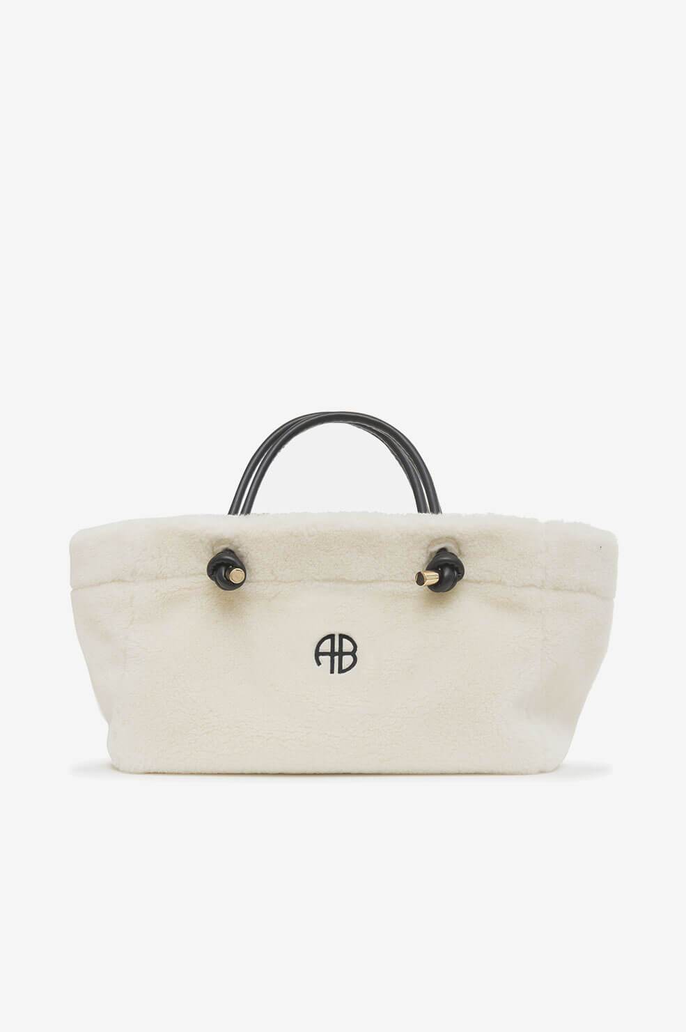 Anine Bing Mini Saffron Tote in Cream Blond Genius