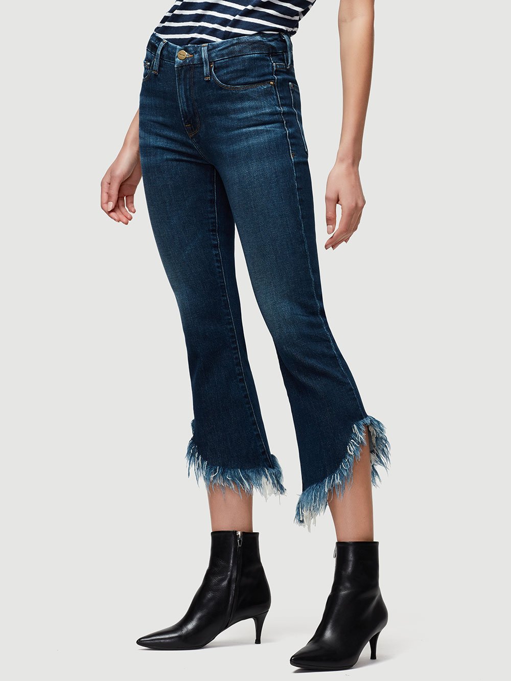 Frame Le Crop discount Mini Boot Frayed Denim