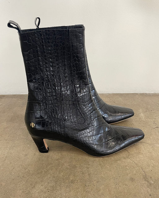 Anine Bing Nolan Boots in Black Croco Blond Genius