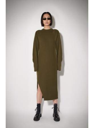 Anine Bing Aurora Dress in Army Green Blond Genius