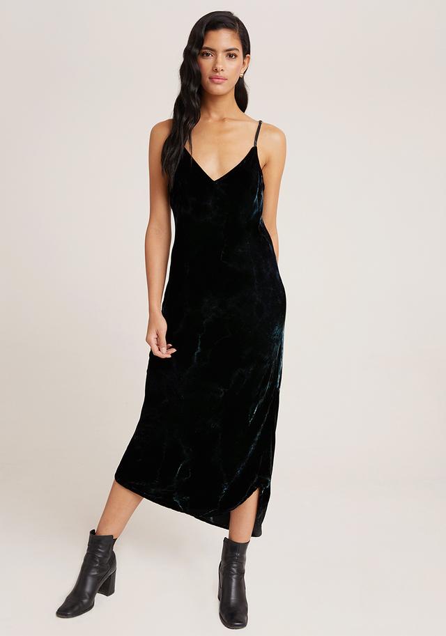 Bella Dahl Bias Slip Dress in Midnight Emerald Velvet