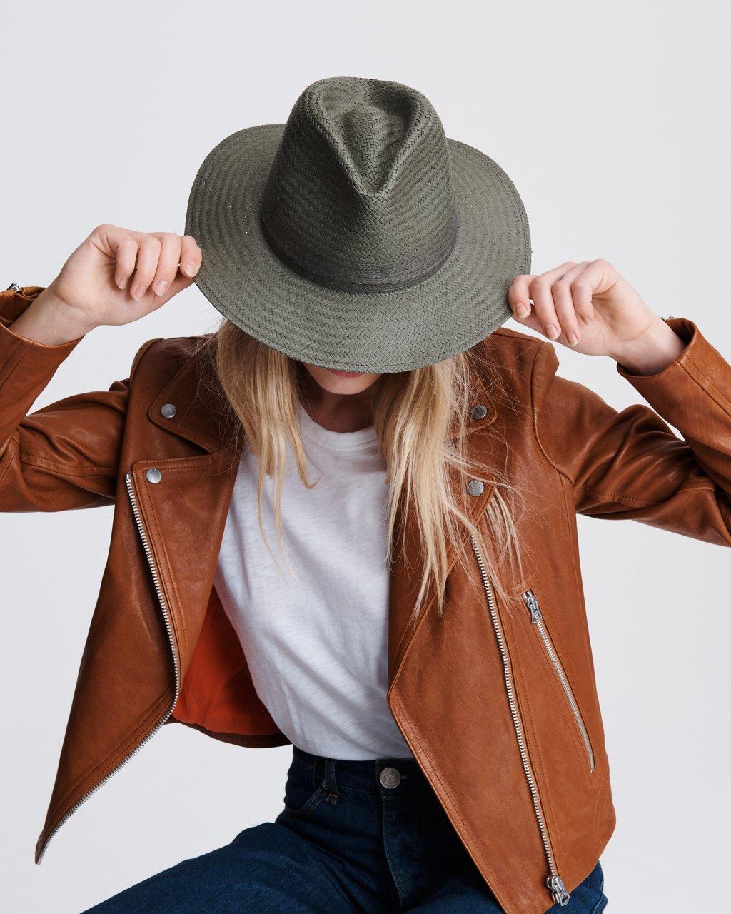 NEW rag shops & bone Packable Straw Fedora Hat