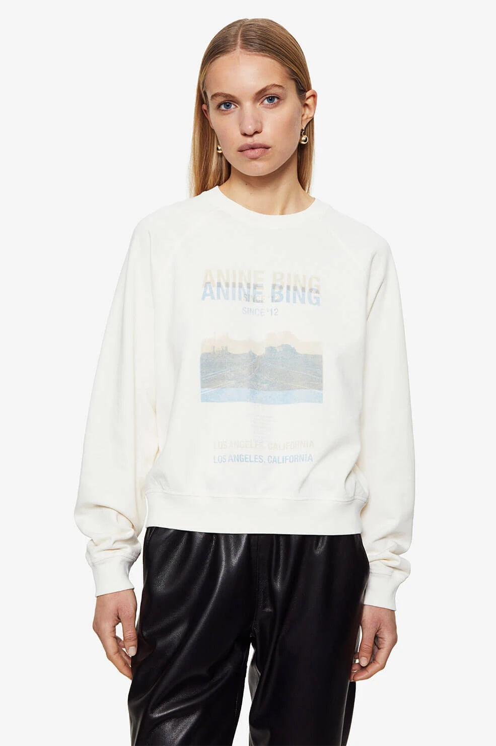 Anine Bing Arlo Sweatshirt Desert Road in White Blond Genius