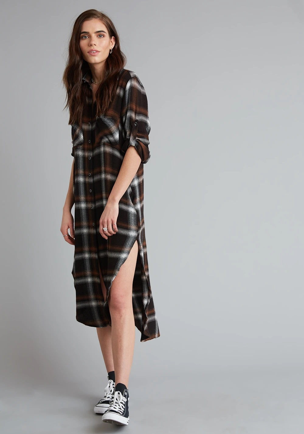 Bella Dahl Two Pocket Duster Dress in Cinnamon Spice