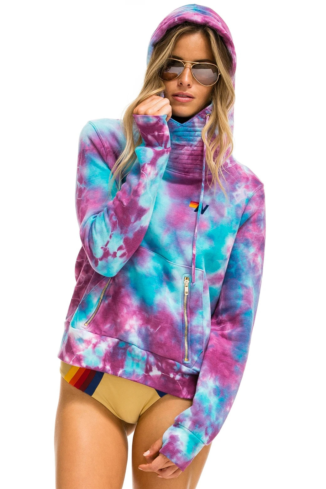 Aviator Nation store Tie Dye Crystal Royal hoodie size S NWT