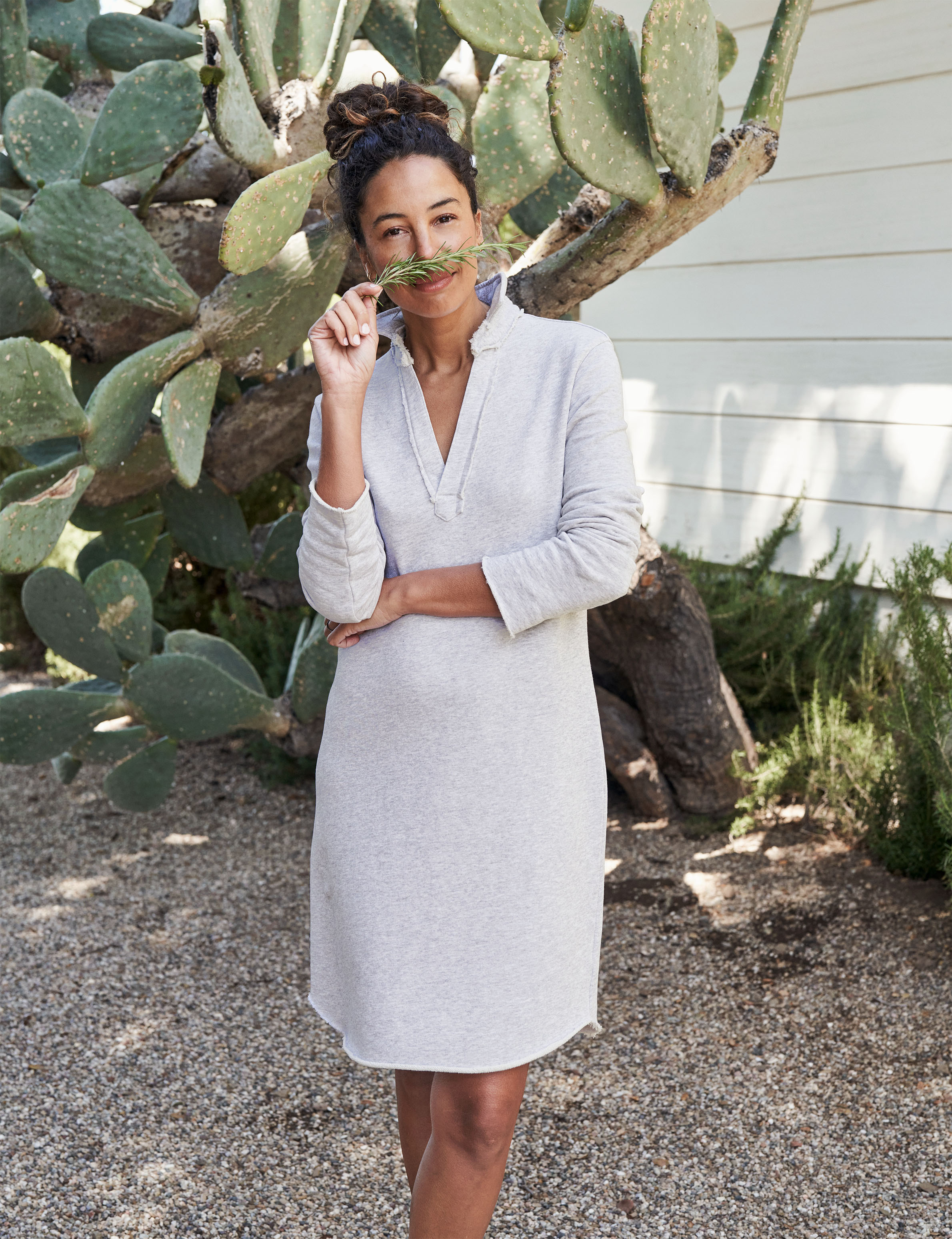 Frank & Eileen Rory Woven Long Dress in White Tattered Denim