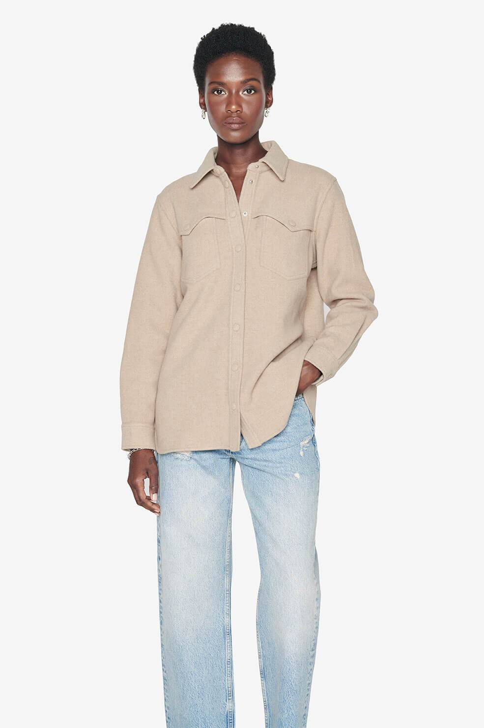 Anine Bing Luke Shirt in Beige Blond Genius