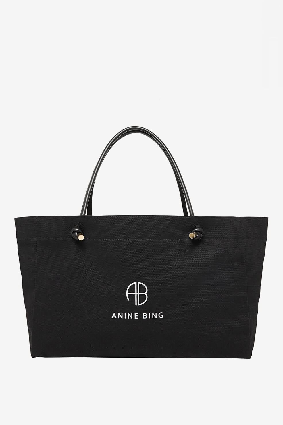 Anine Bing Medium Saffron Tote in Black Blond Genius