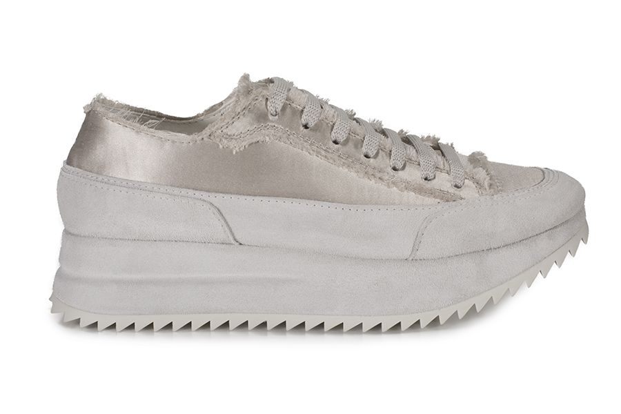 Authentic Pedro Garcia platform satin grey shoes.