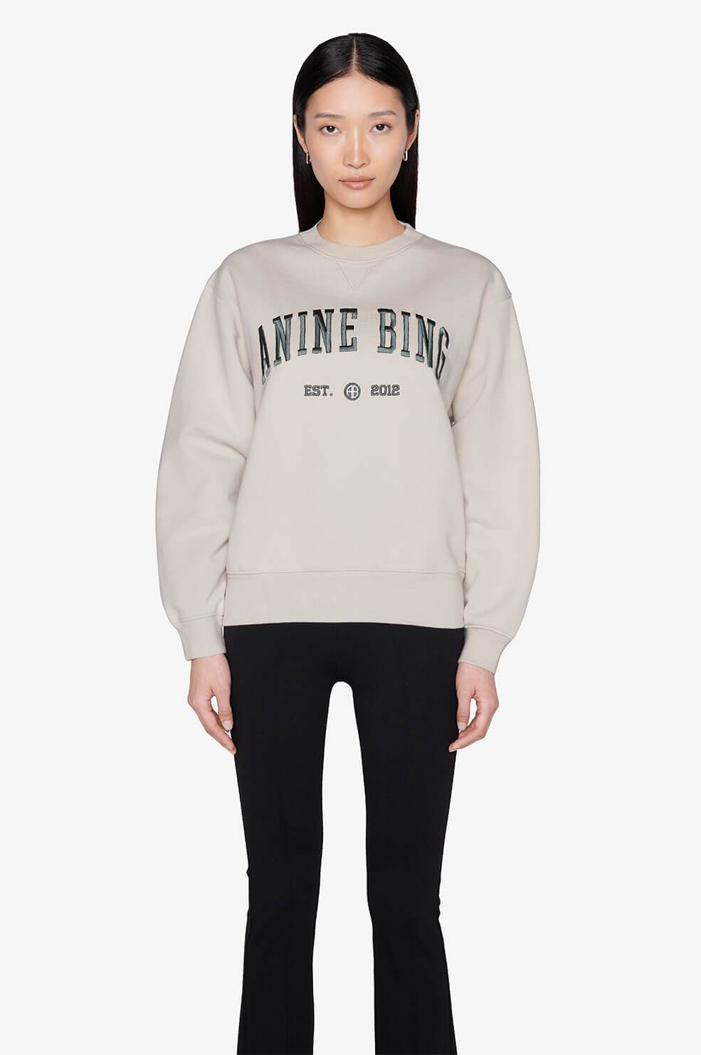 Anine Bing Ramona Sweatshirt University in Stone Blond Genius