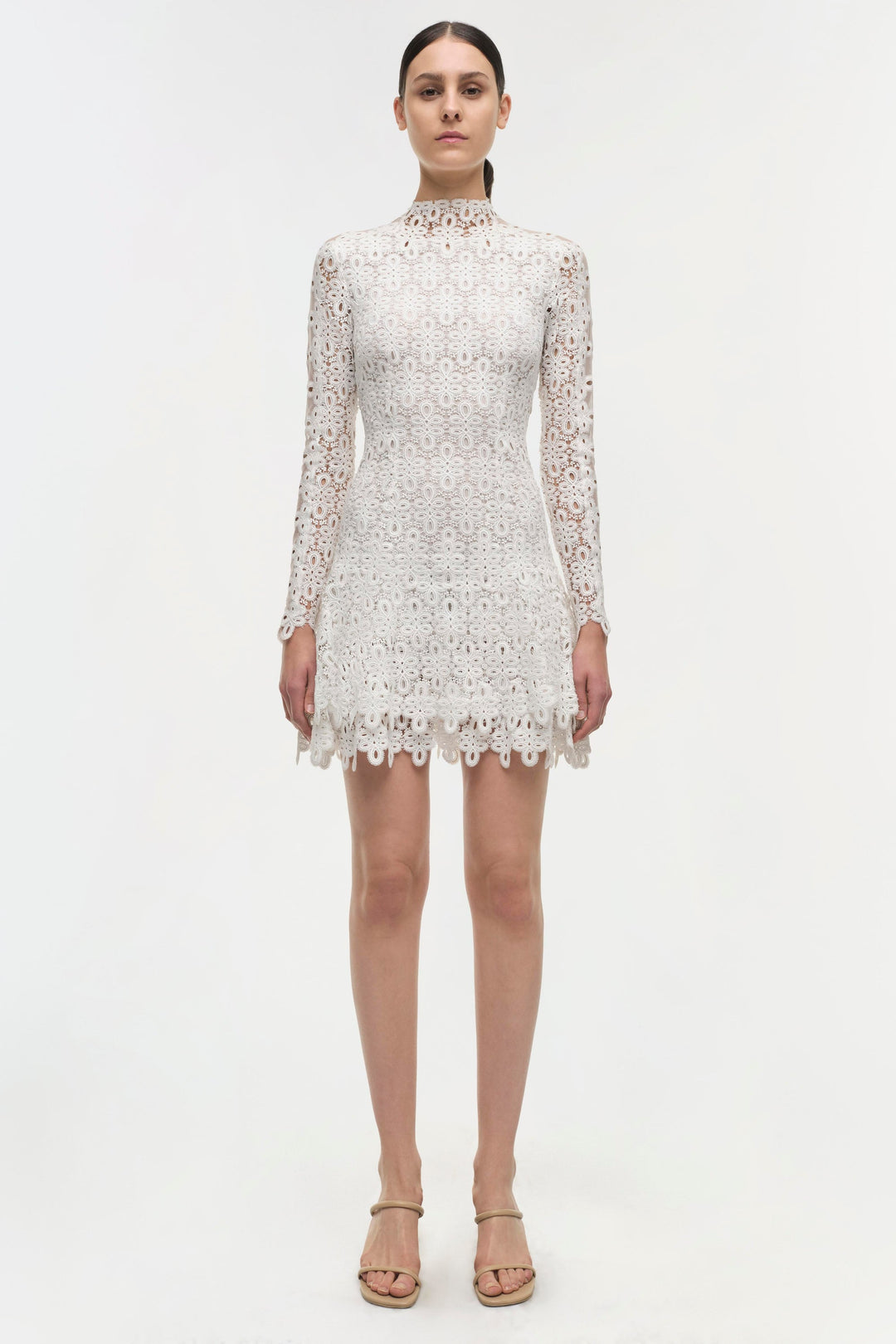 SIMKHAI - Joy Guipure Lace Mini Dress in White