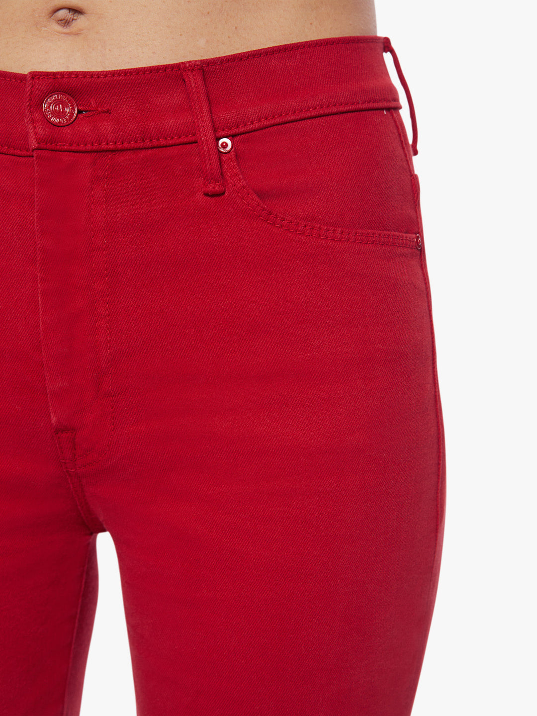 MOTHER High Rise Flare Weekender Jeans in Haute Red