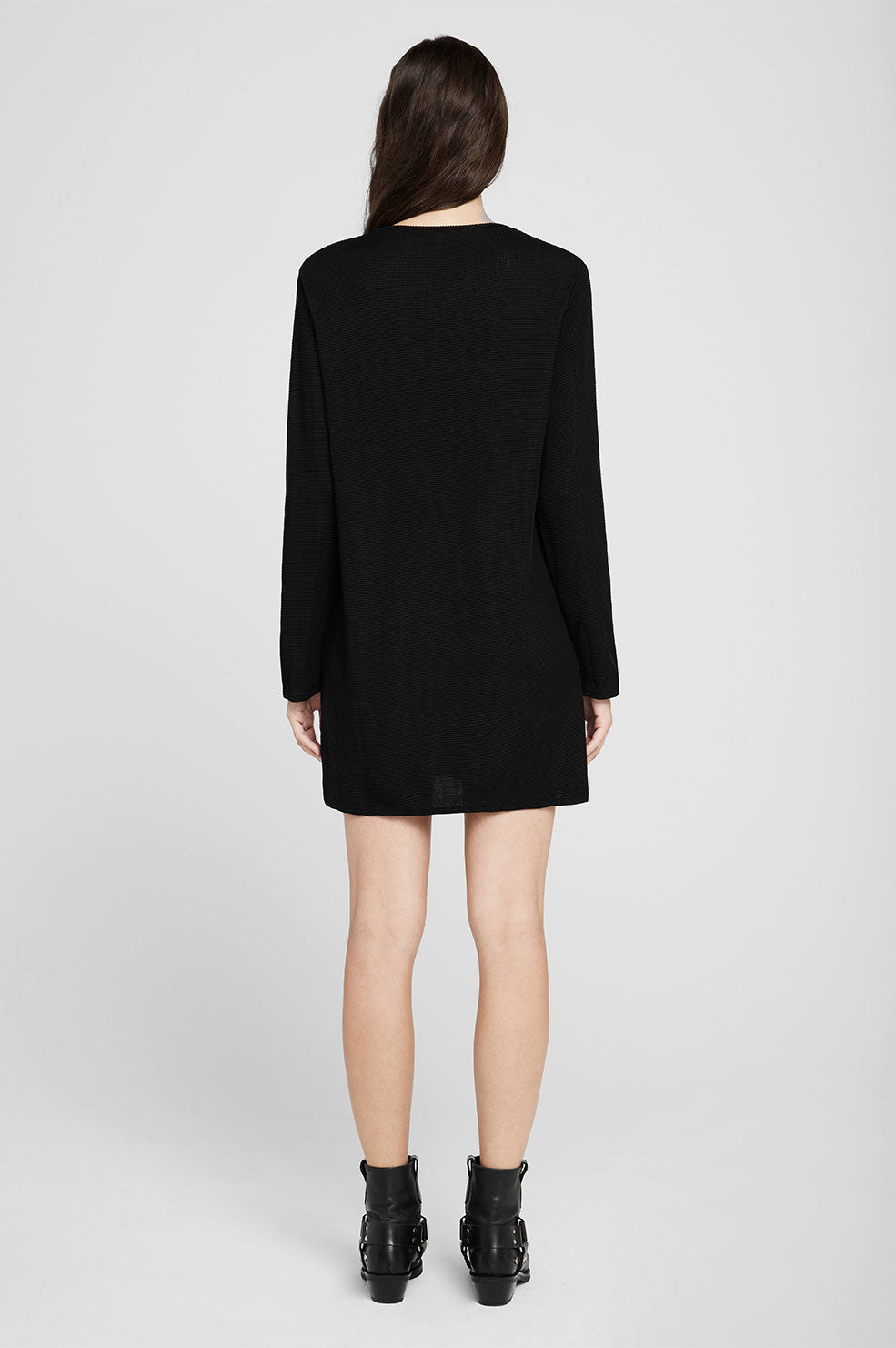 Anine Bing Moss Dress in Black Waffle Blond Genius