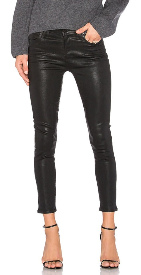 AGoldE Sophie High Rise Skinny Black Leatherette Jeans