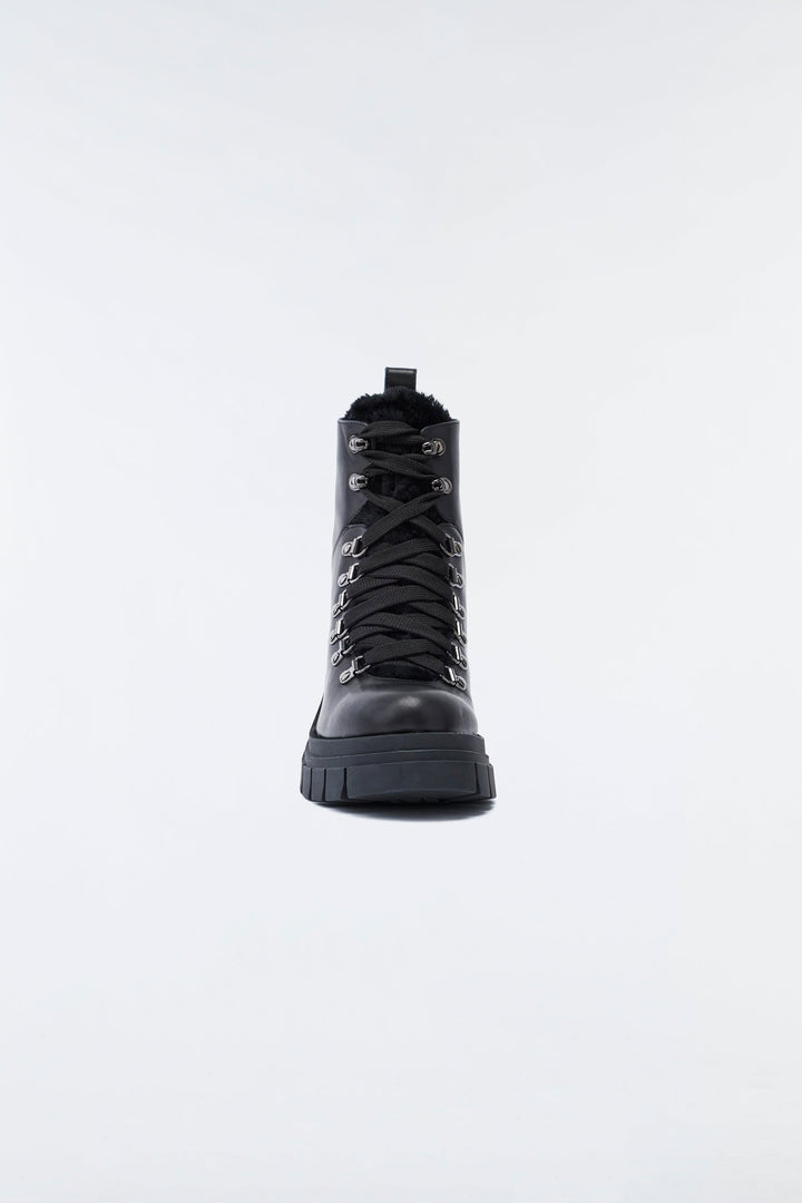 Mackage - Summit Shearling-Lined Leather Ankle Boot in Black