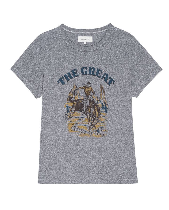 The Great- The Boxy Crew W/ Rodeo Graphic in Heather Grey