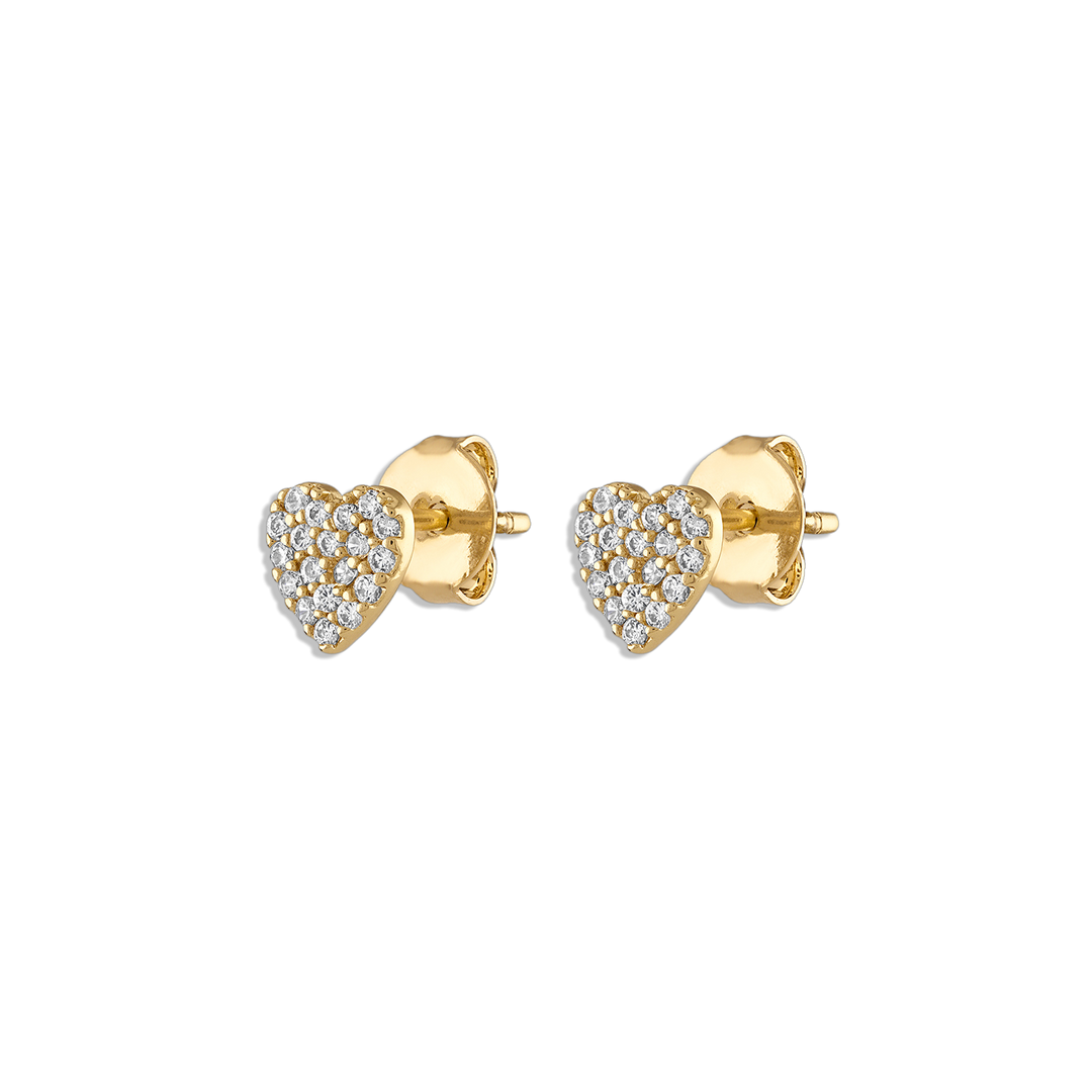 Esther Heart Studs in Yellow Gold