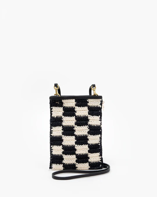 Clare V - Poche in Black & Cream Crochet Checker