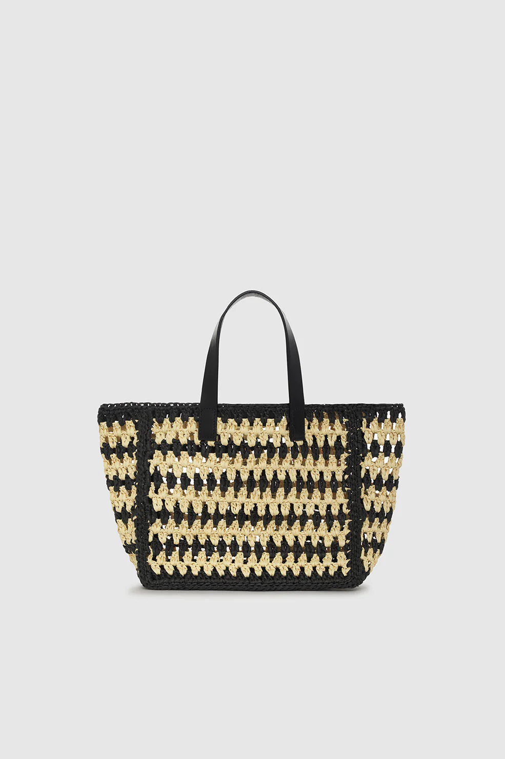 Anine Bing Small Rio Tote in Black and Natural Stripe Blond Genius