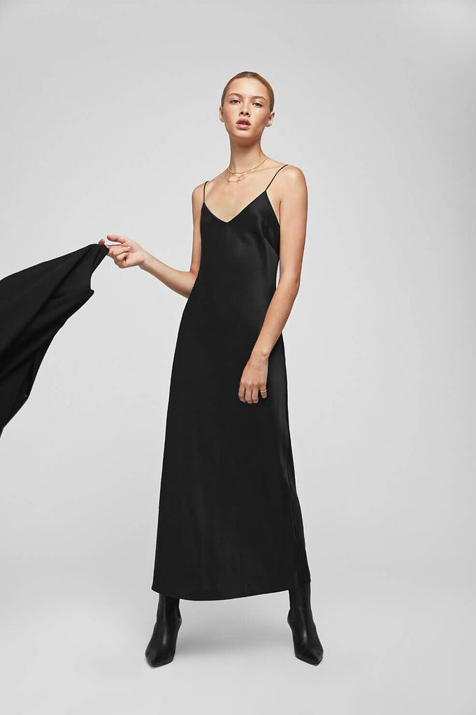 ANINE BING Rosemary Slip Dress in Black Blond Genius