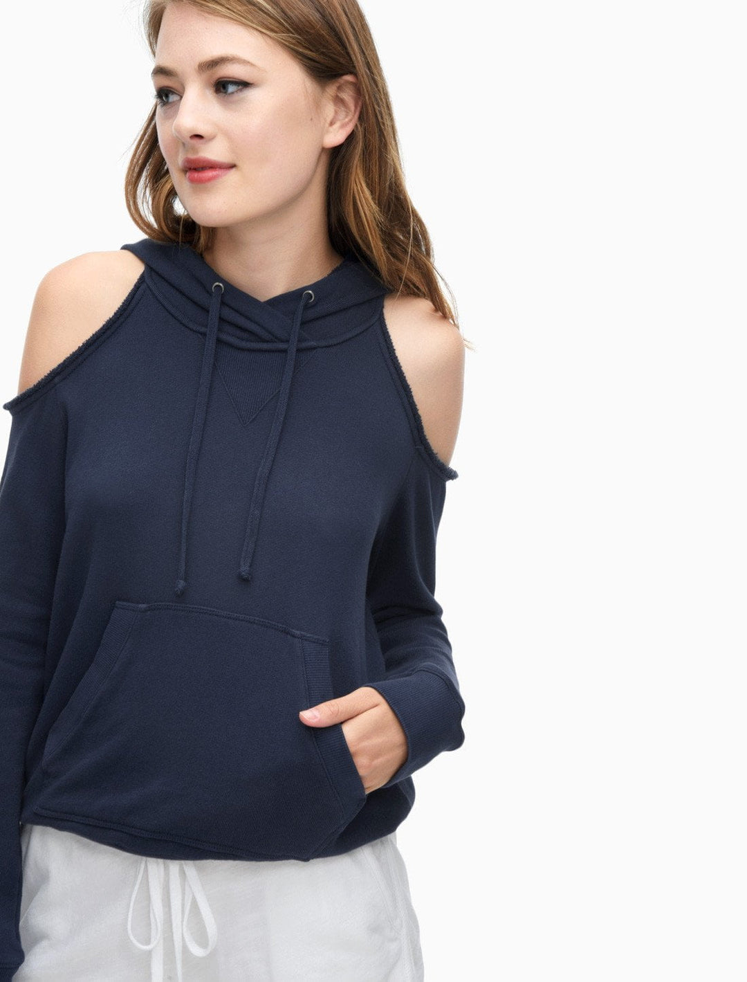 Splendid - Soft Cotton Cold Shoulder Sweatshirt Navy