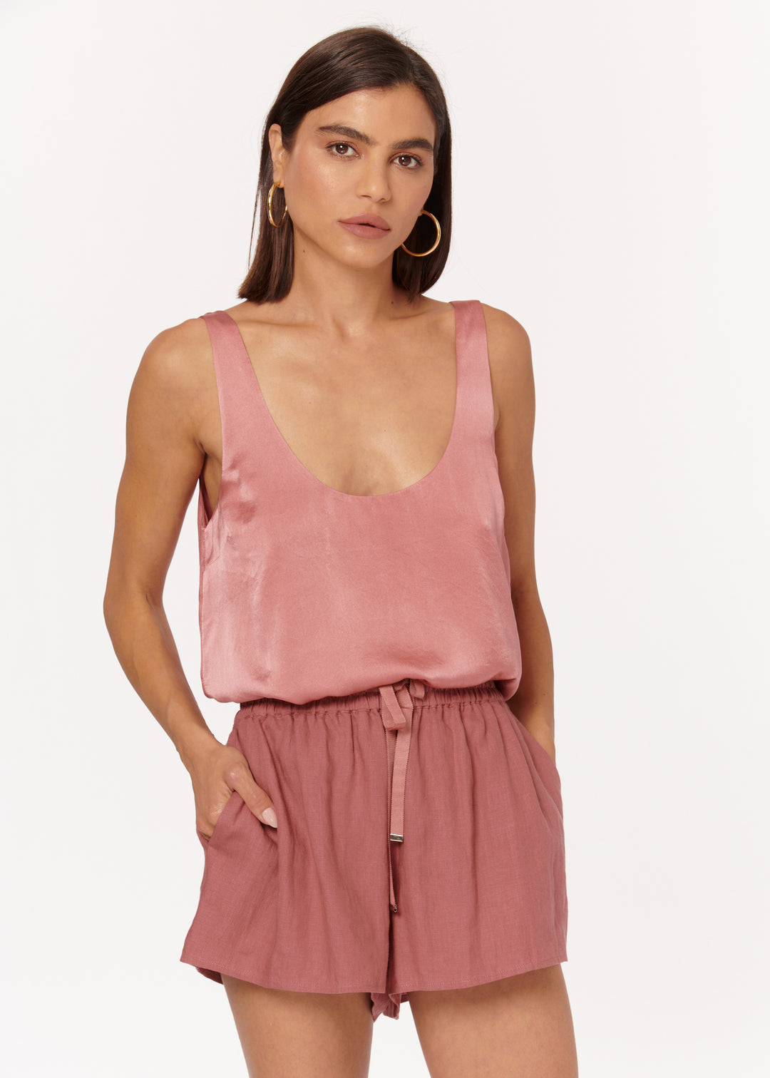 Cami NYC - Racer Charmeuse Cami in Raspberry