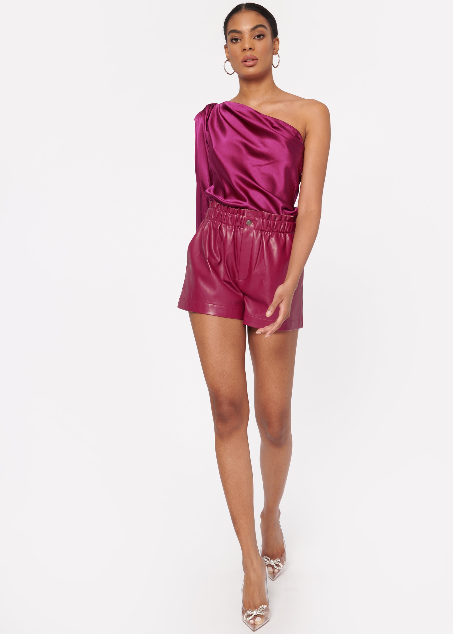 Cami NYC Serenity Vegan Leather Short in Beetroot Blond Genius