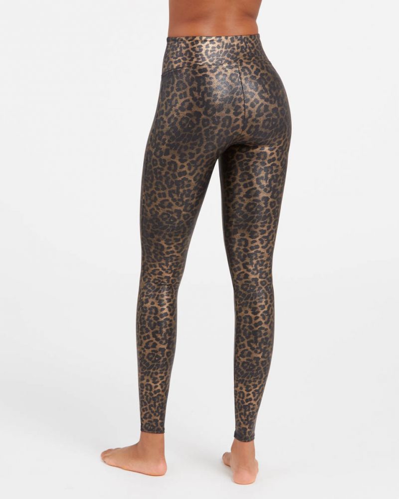 Leopard Print Pullover + Faux Leather Leggings