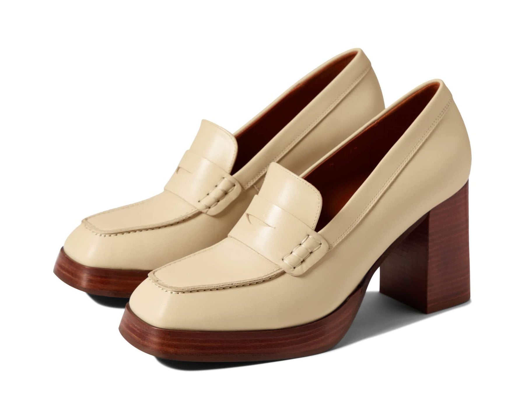 Alohas Busy High Heel Loafers in Ivory Blond Genius