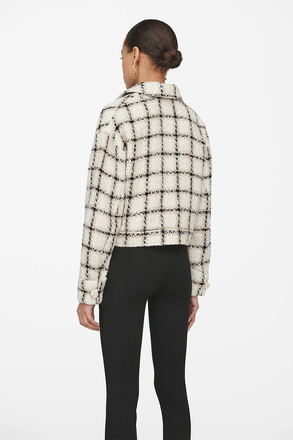 Anine Bing Adriana Jacket in Beige Plaid Blond Genius