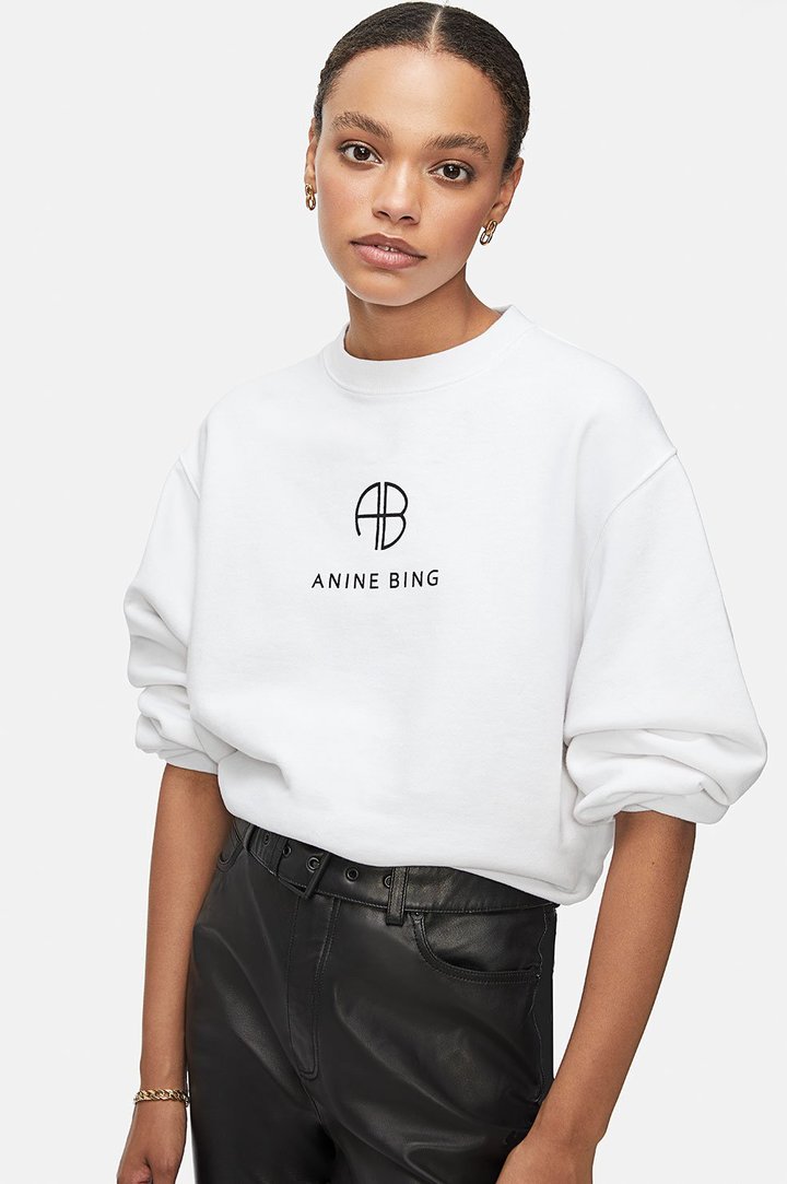 Anine Bing Ramona Sweatshirt Monogram in White