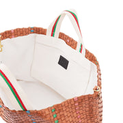 Clare V Bateau Woven Leather Tote In Petal Woven Stripes