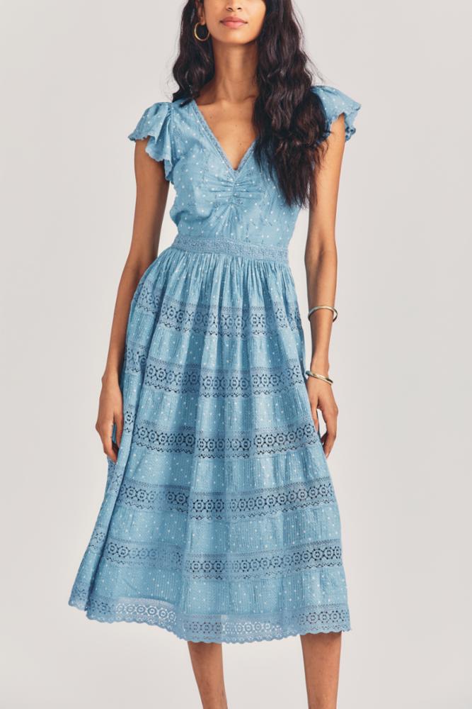 Love Shack Fancy - Abena Dress in Blue Bonnet