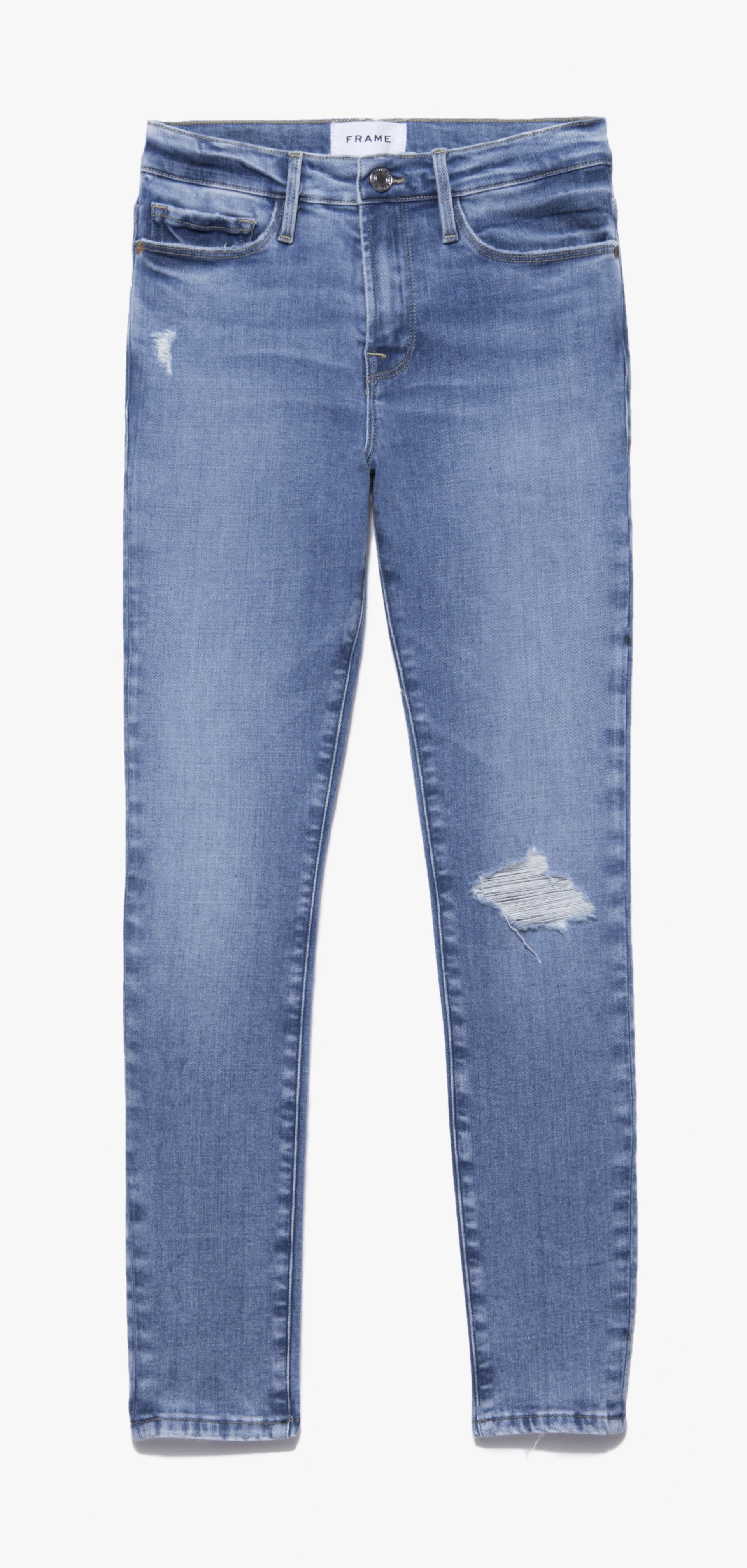 Frame buy Denim Le Skinny de Jeanne Grey Distressed Modal Jeans - 29