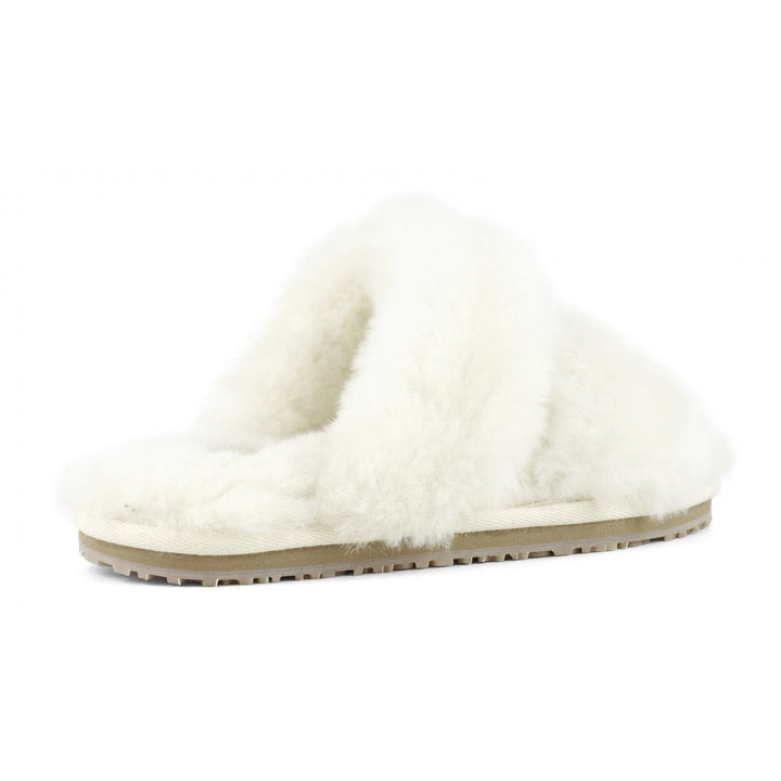 MOU - 2-Stripes Sheepskin Fur Slipper in Vanilla