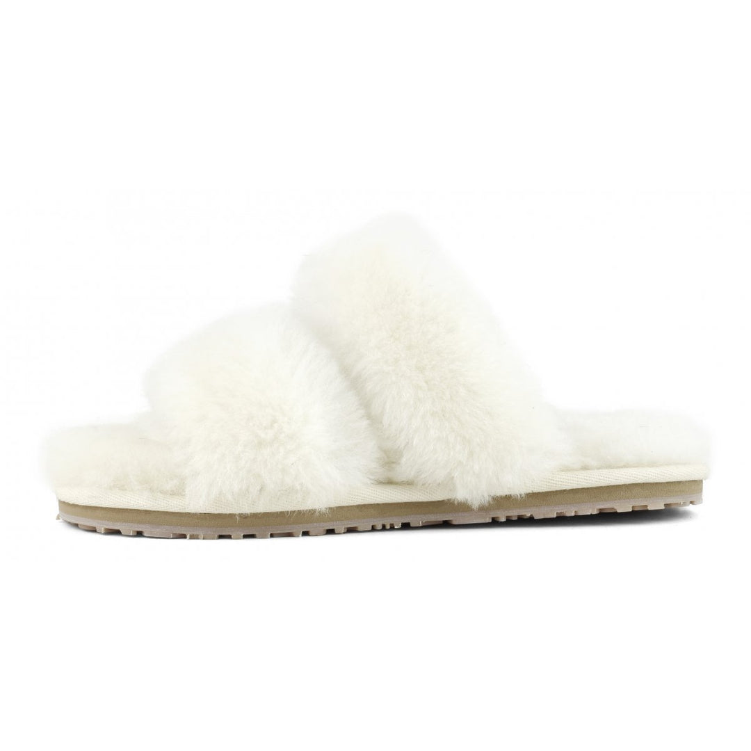 MOU - 2-Stripes Sheepskin Fur Slipper in Vanilla