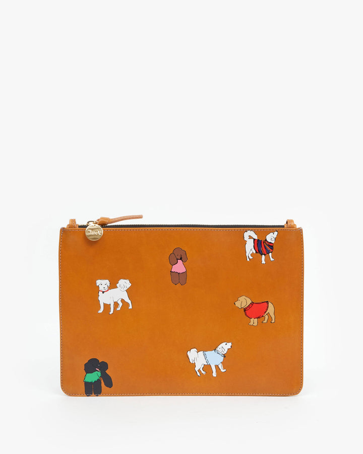 Clare V. - Margot Flat Clutch w/ Tabs in Cuoio Lightweight Veg w/ Paco et Ses Amis