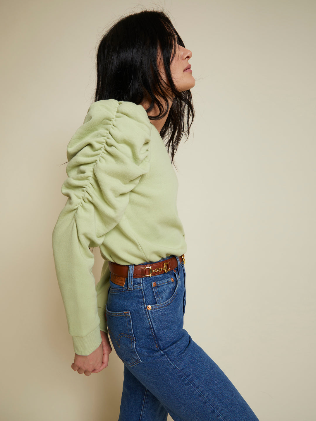 Nation LTD - Perla Gathered 3/4 Sleeve in Green Tea