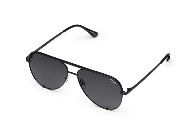 Quay High Key Aviator Sunglasses (Black/Smoke Lens)