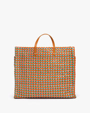 Clare V. - Bateau Tote in Natural and Blood Orange with Multi