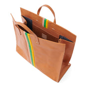 Clare V. - Bateau Tote in Natural w/ Parrot Green, Pale Pink
