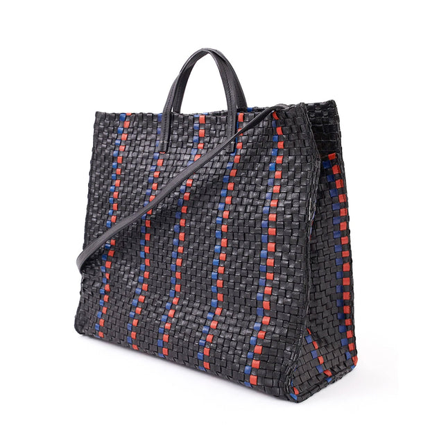 Clare V . Woven Leather Tote Bag In Black | ModeSens