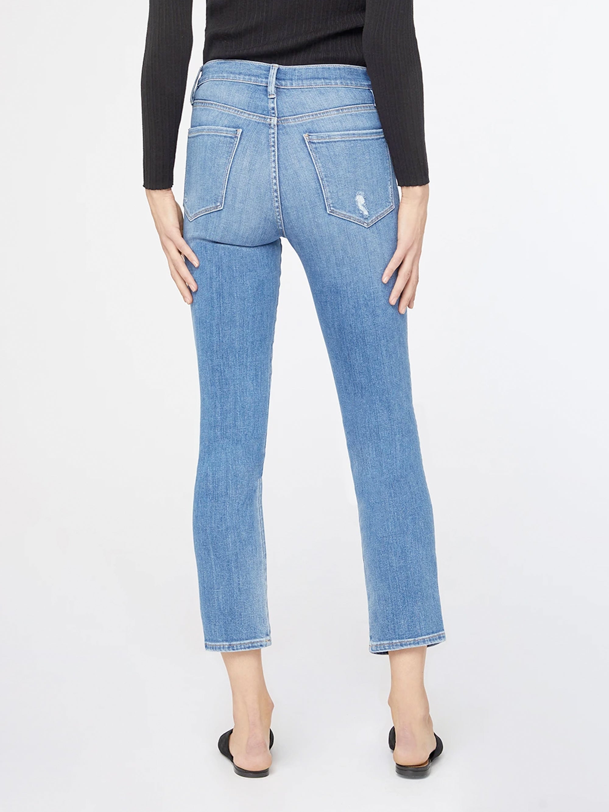 Le sylvie high waist raw hem straight leg shops jeans