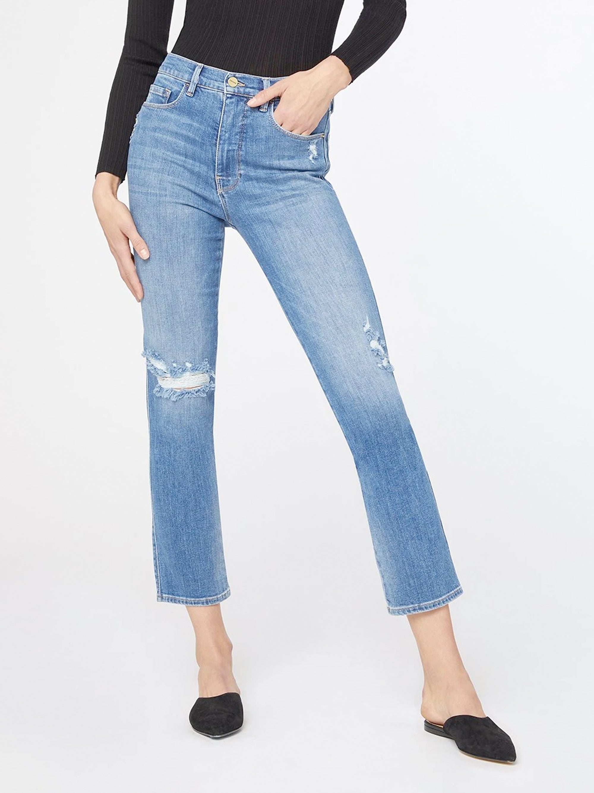 FRAME Le Sylvie Slender Straight-Leg online Jeans in Sonoma Rips size 24