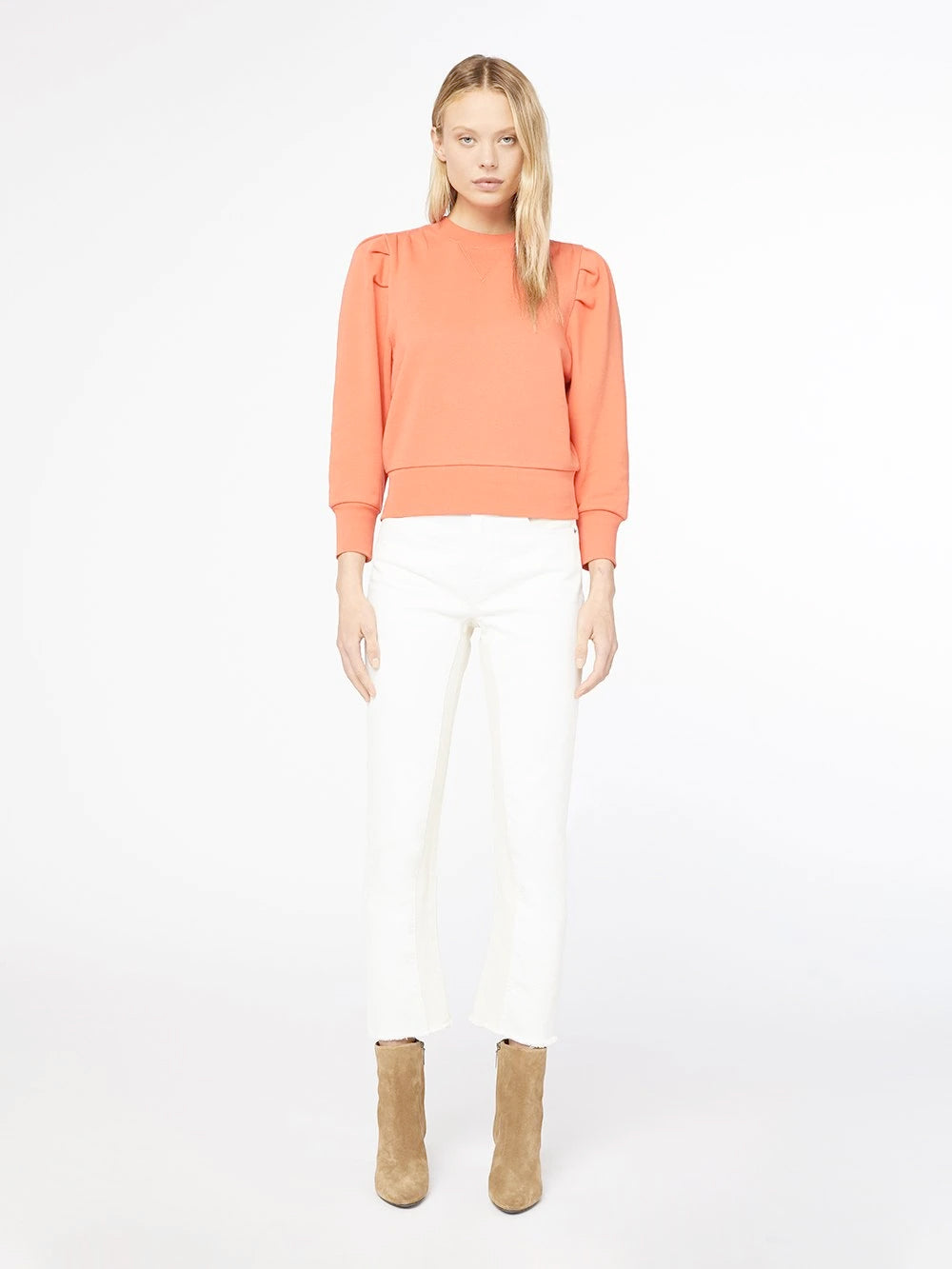 Frame Shirred Sweatshirt in Sunkist