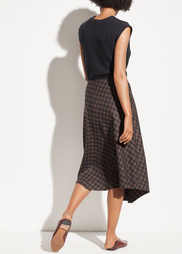 Vince check 2025 plaid wool skirt