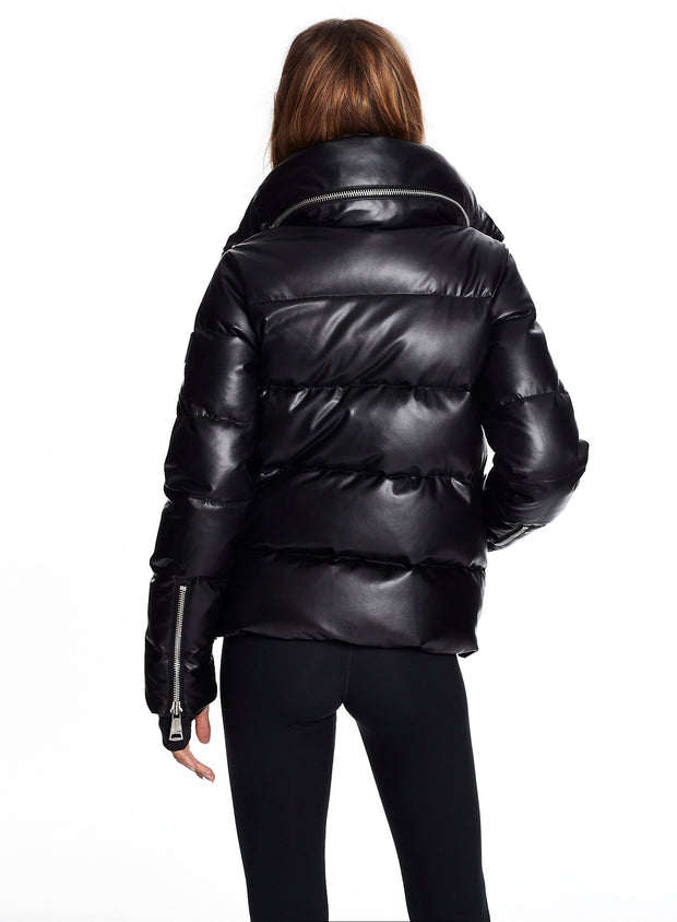 Sam. Isabel Vegan Leather Puffer Down Jacket Brown